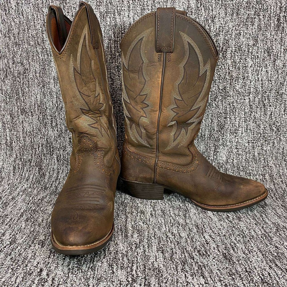 Justin Cowboy Boots Womens 8.5B Brown Leather Stampede Rosella Western L2720